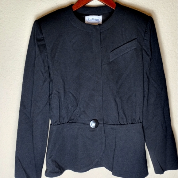 Vintage Leslie Fay Black Knit Peplum Jacket Blazer Measures as a S - Picture 3 of 9